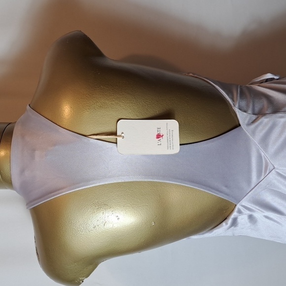 L'Atiste By Amy Silver Gray Satin Look Wrap Midi Dress - Picture 3 of 9